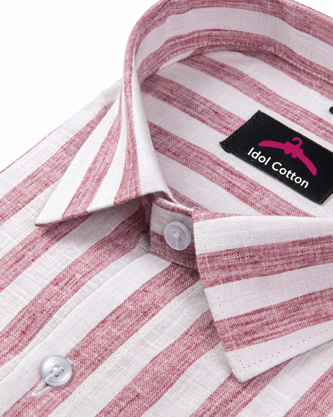 Linen White Pink Colour Patta Print Shirt For Men