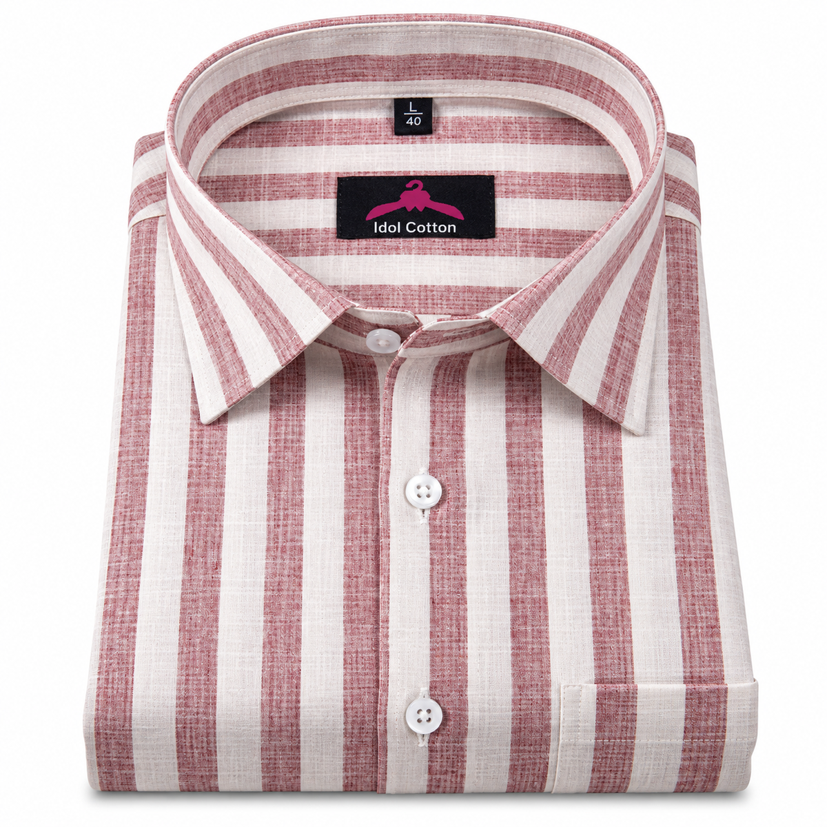 Linen White Pink Colour Patta Print Shirt For Men