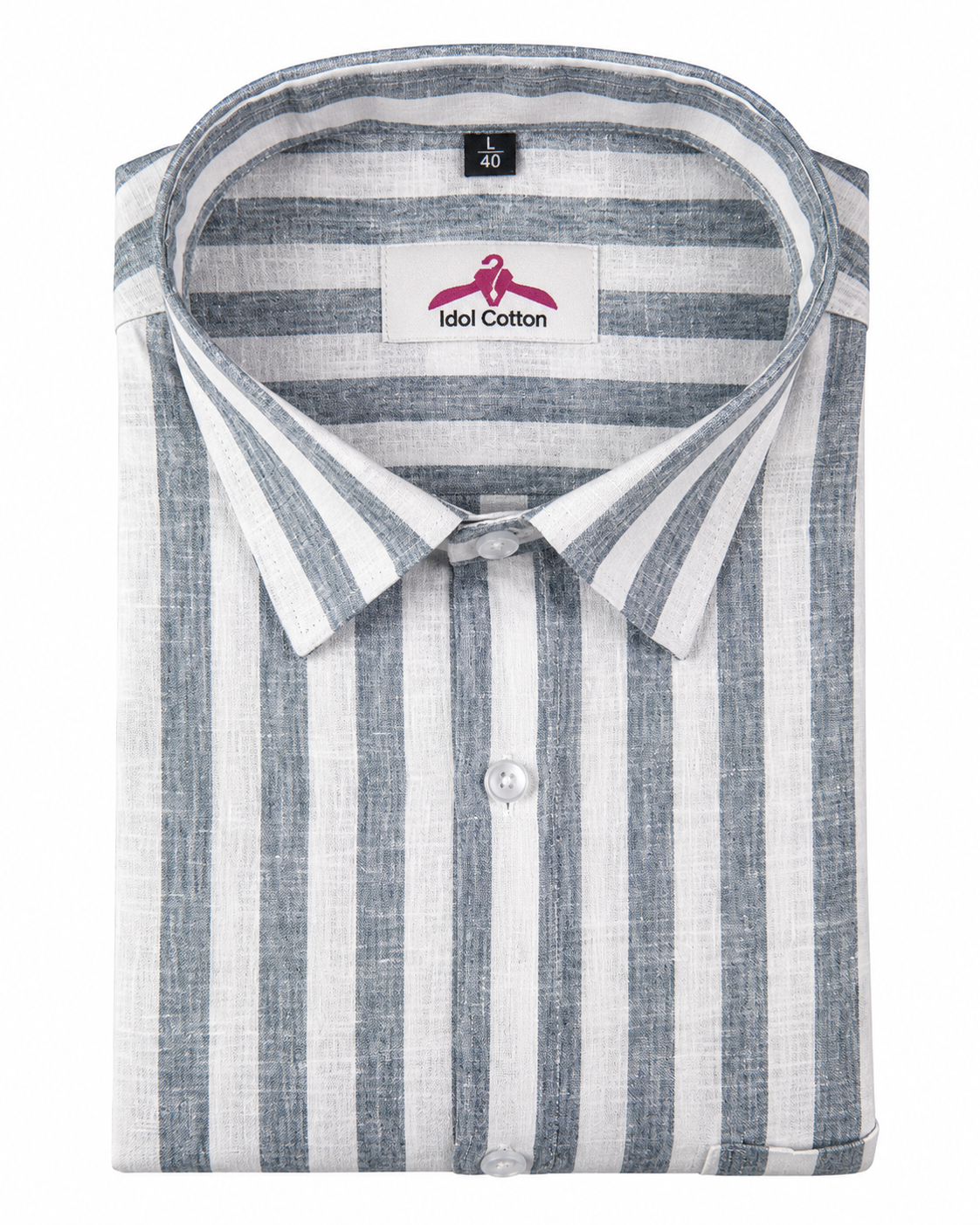 Linen White With Light Grey Colour Patta Print Shirt For Men