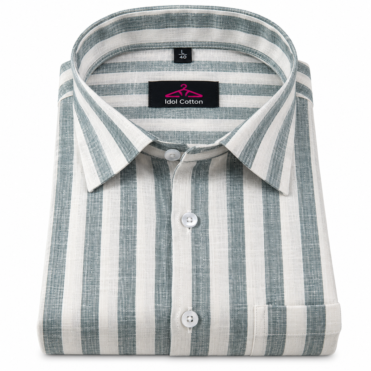 Linen White With Carbon Blue Colour Patta Print For Men
