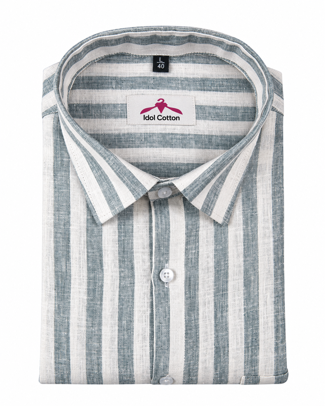 Linen White With Carbon Blue Colour Patta Print For Men