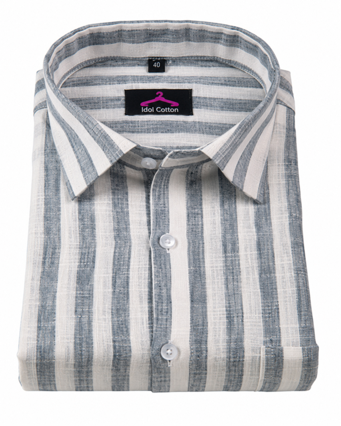 Linen White With Light Grey Colour Patta Print Shirt For Men
