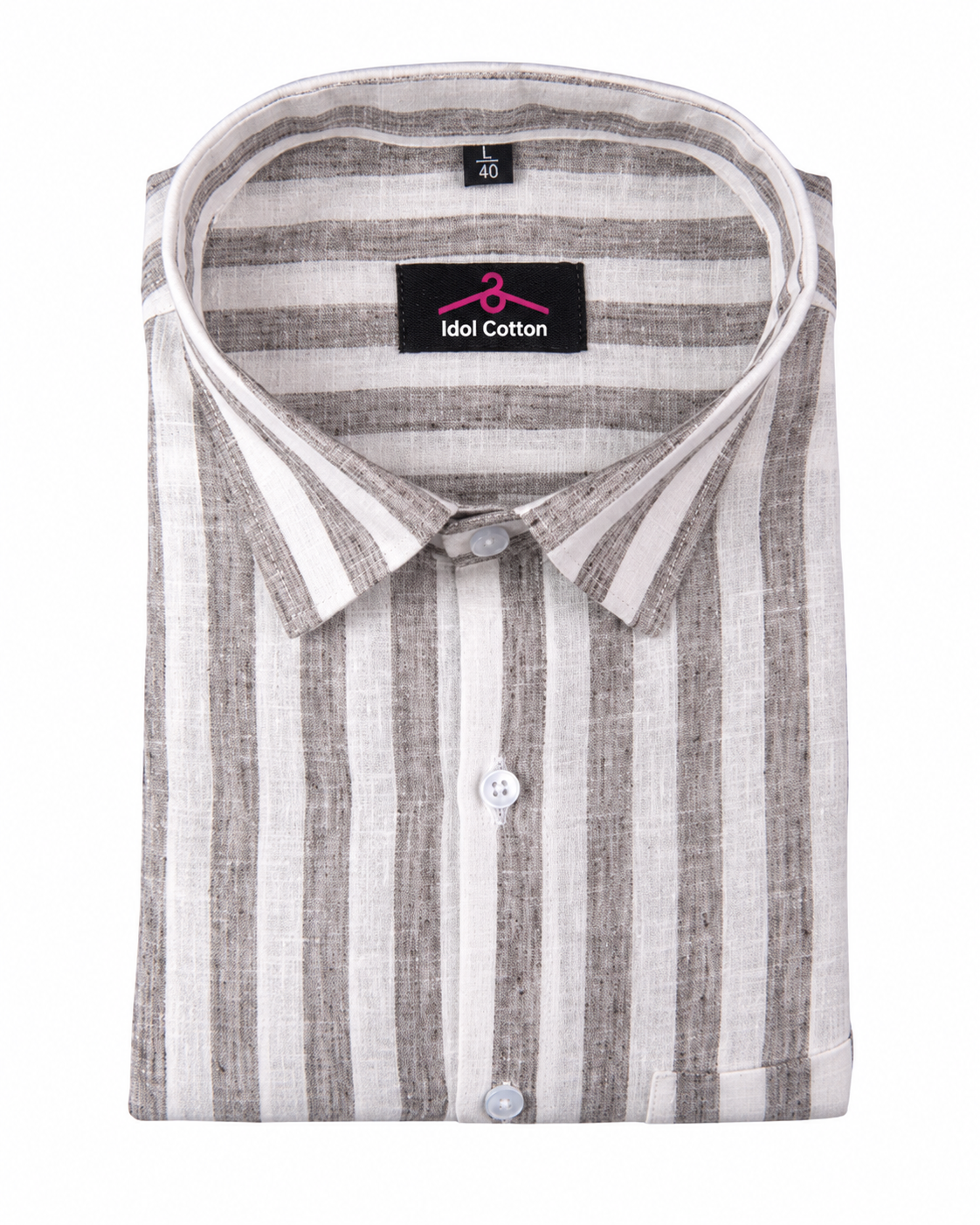 Linen White With Grey Colour Patta Print Shirt For Men