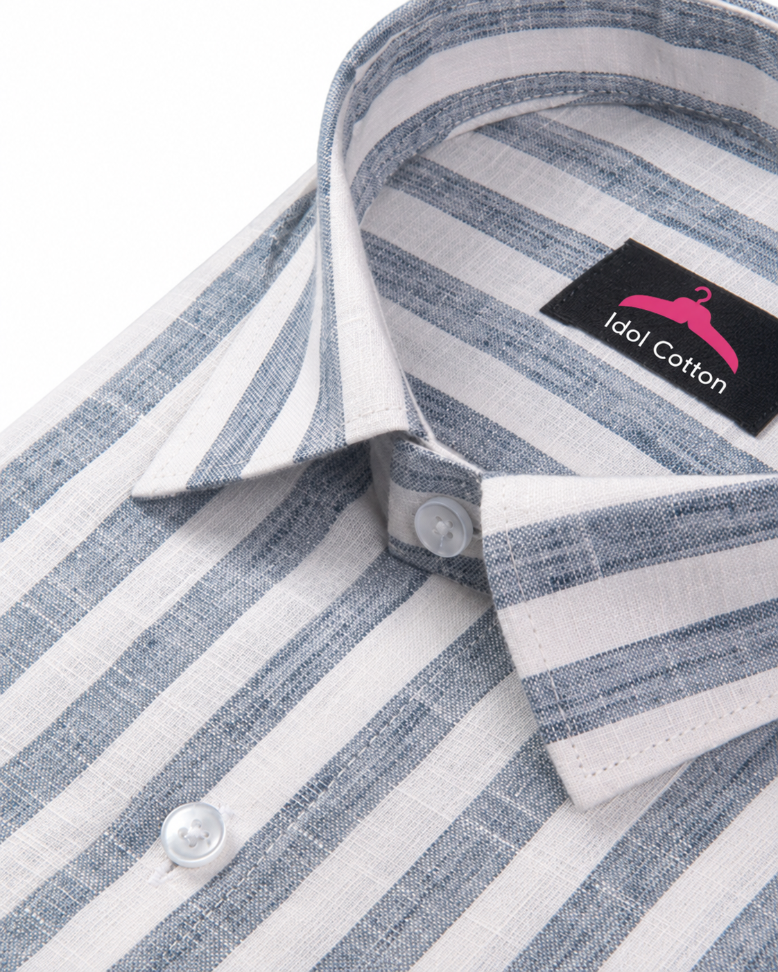 Linen White With Light Grey Colour Patta Print Shirt For Men
