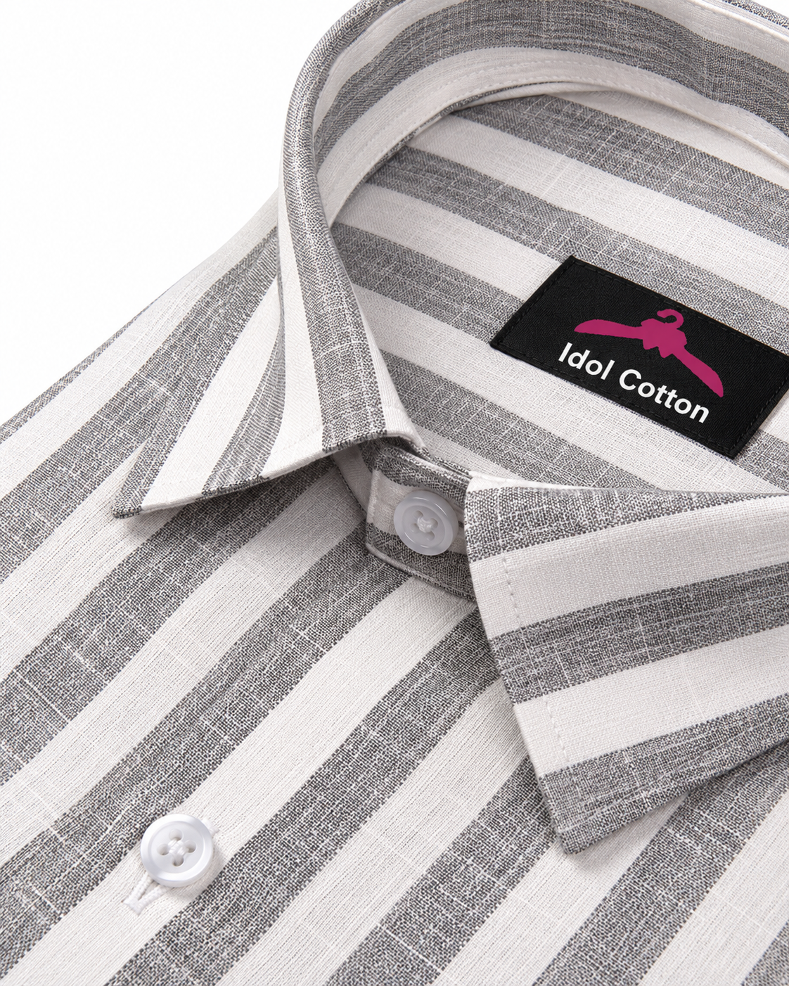 Linen White With Grey Colour Patta Print Shirt For Men
