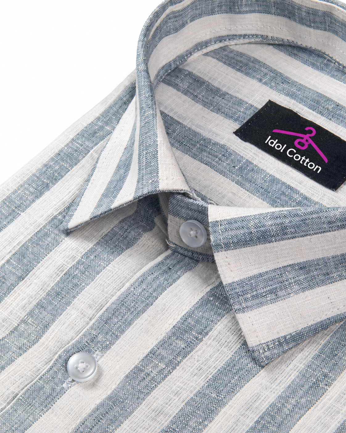 Linen White With Carbon Blue Colour Patta Print For Men