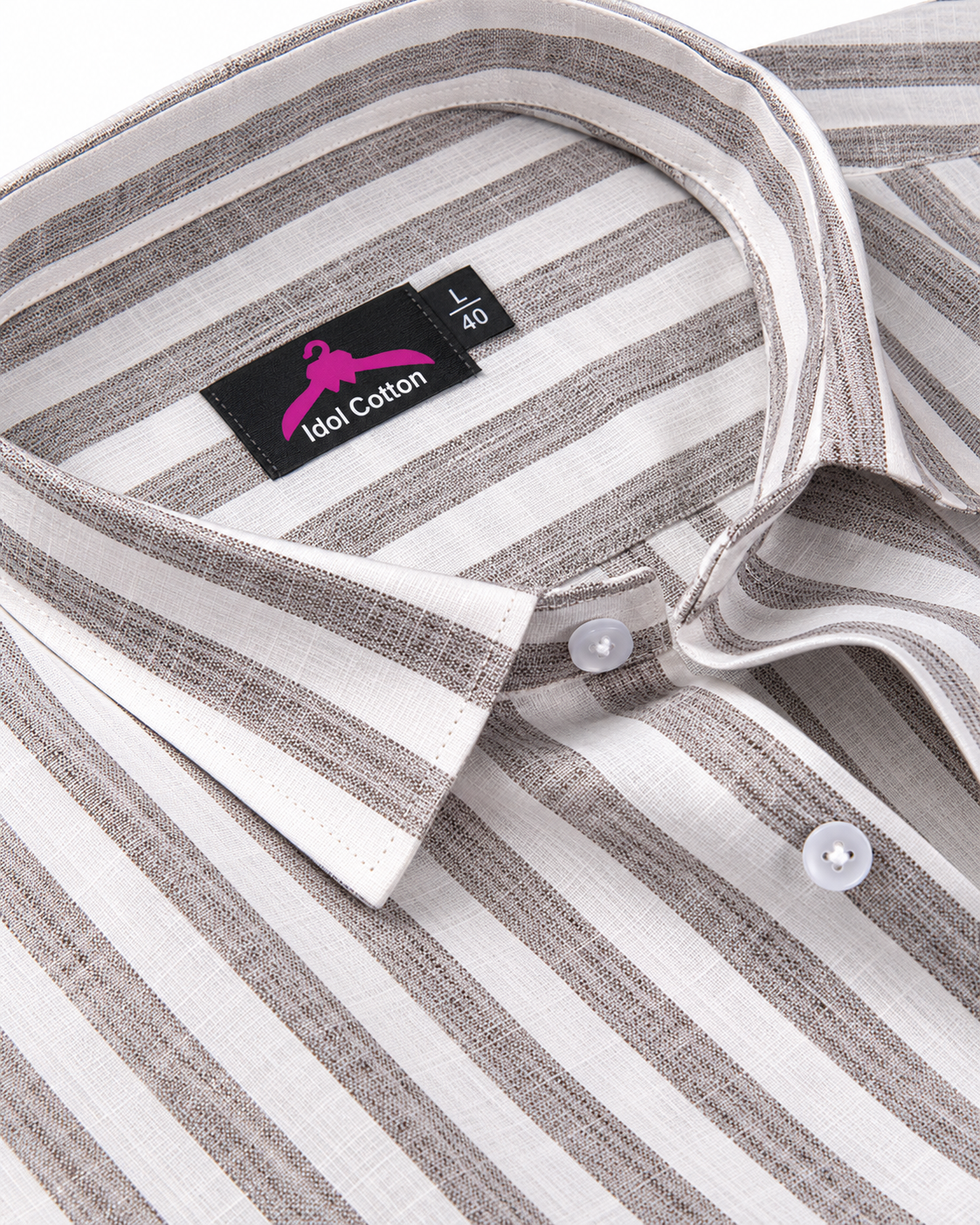 Linen White With Grey Colour Patta Print Shirt For Men