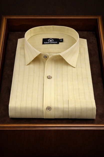 Bamboo Linen Strip Light Lemon Colour