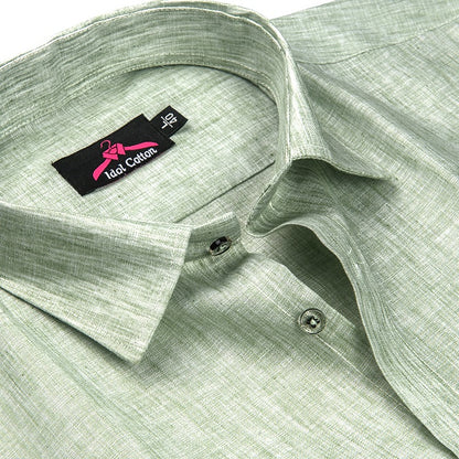 Cotton Linen Pastel Green Shirt for Men