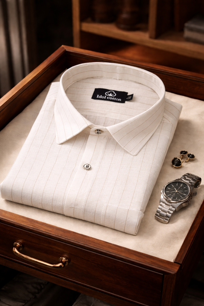 Bamboo Linen Strip White Color