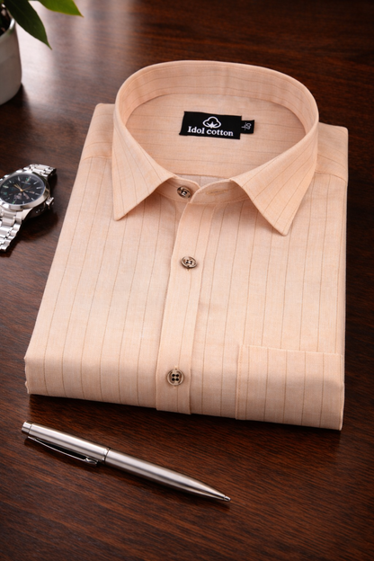 Bamboo Linen Strip Peach Color