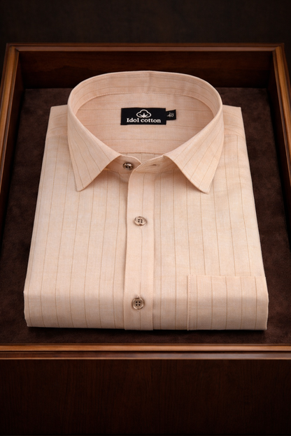 Bamboo Linen Strip Peach Color