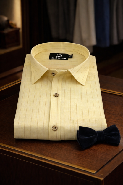 Bamboo Linen Strip Light Lemon Colour