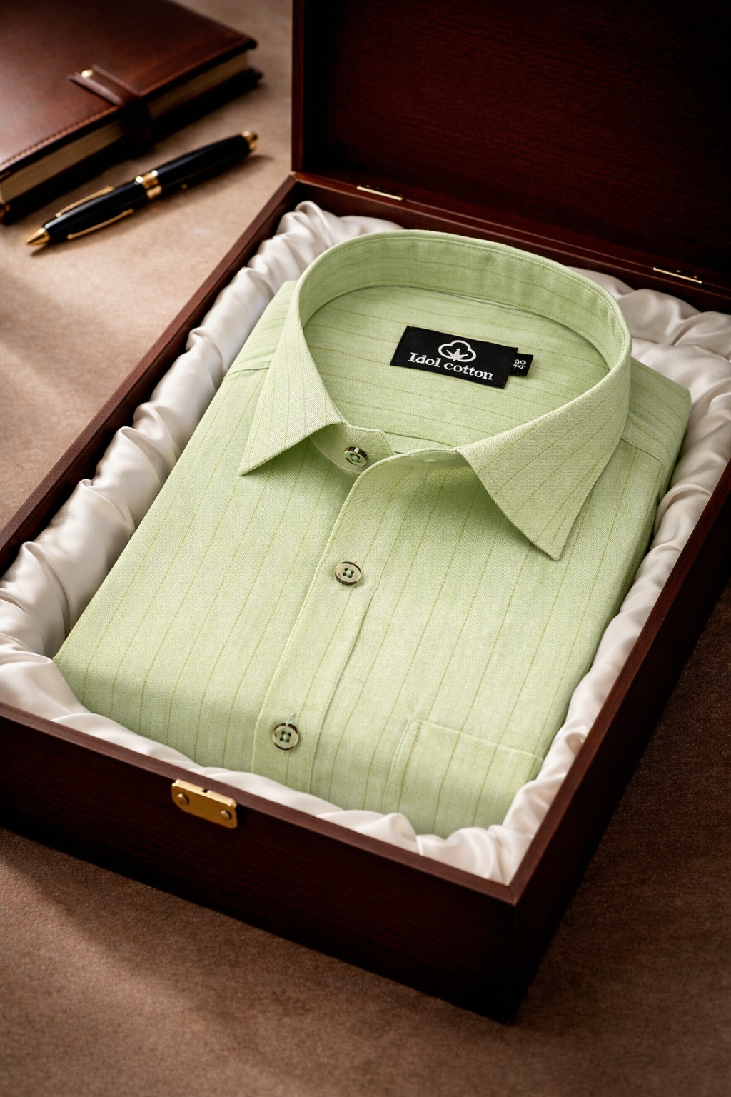 Bamboo Linen Strip Pistel Green