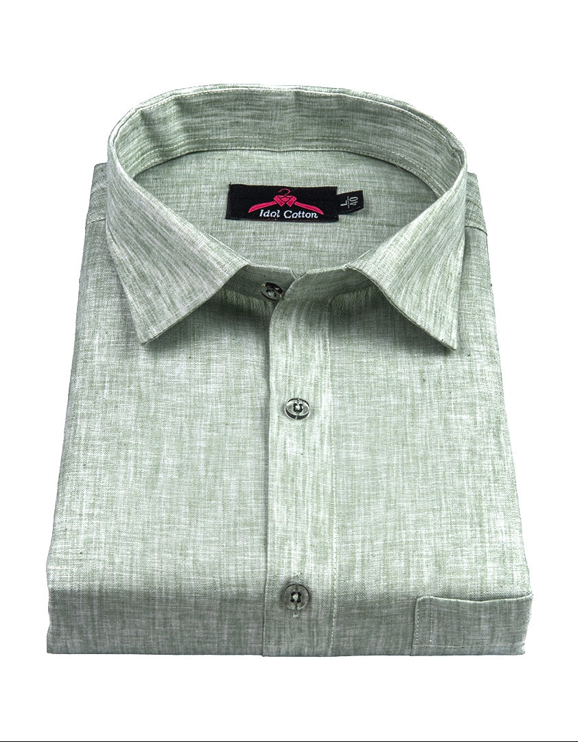 Cotton Linen Pastel Green Shirt for Men
