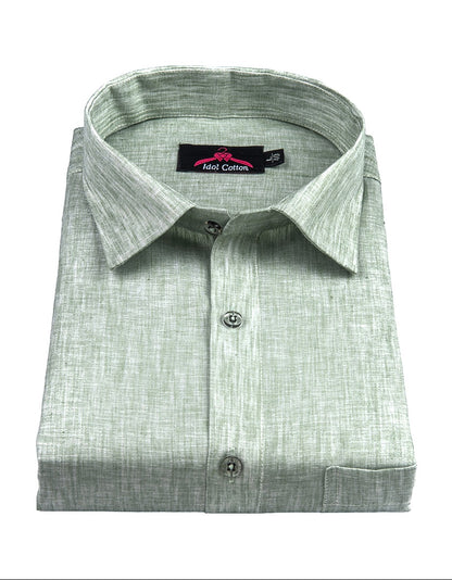 Cotton Linen Pastel Green Shirt for Men