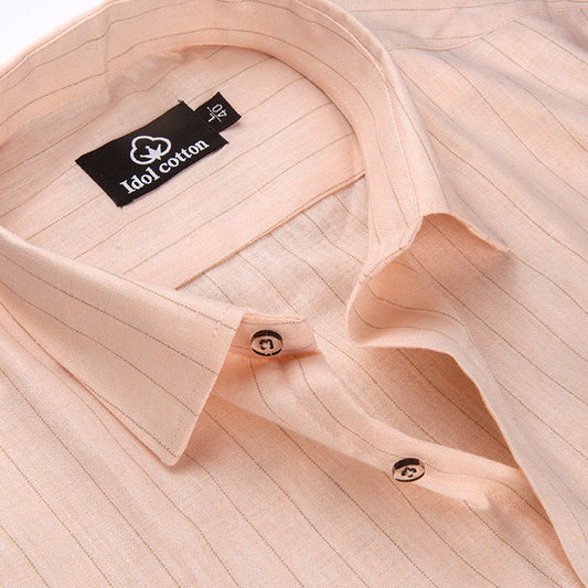 Bamboo Linen Strip Peach Color