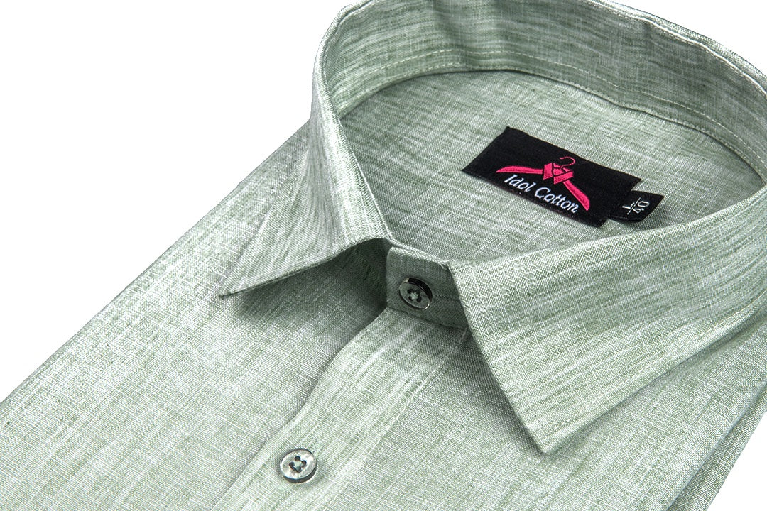 Cotton Linen Pastel Green Shirt for Men
