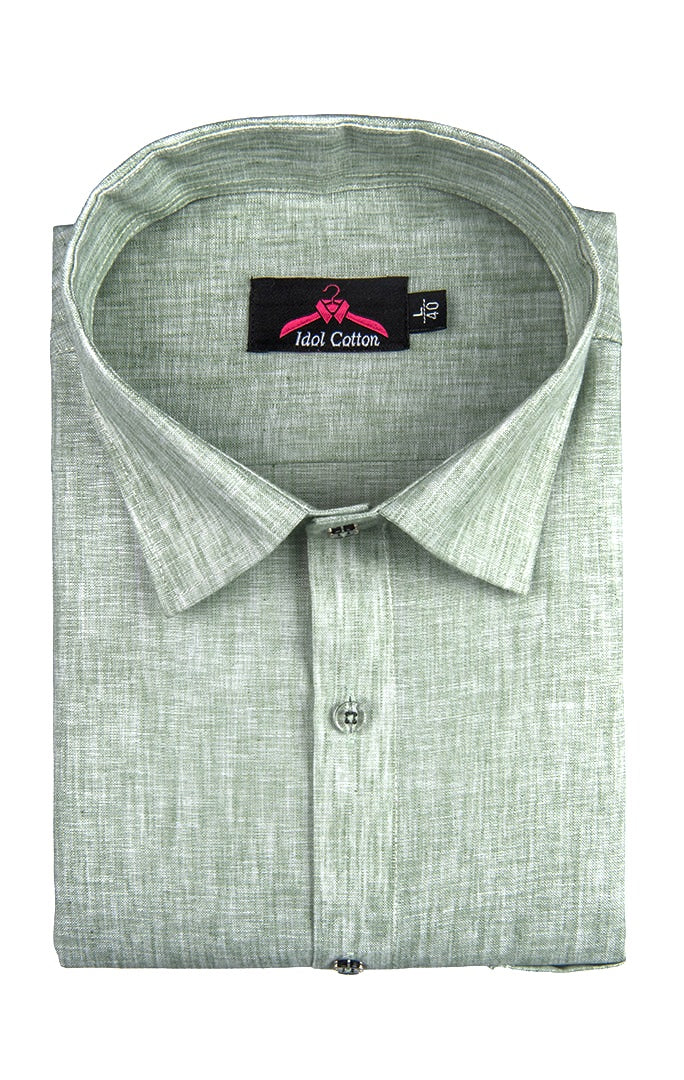 Cotton Linen Pastel Green Shirt for Men