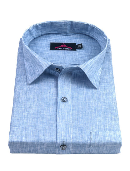Cotton Linen Ice Blue Color Shirt for Men