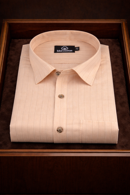 Bamboo Linen Strip Peach Color