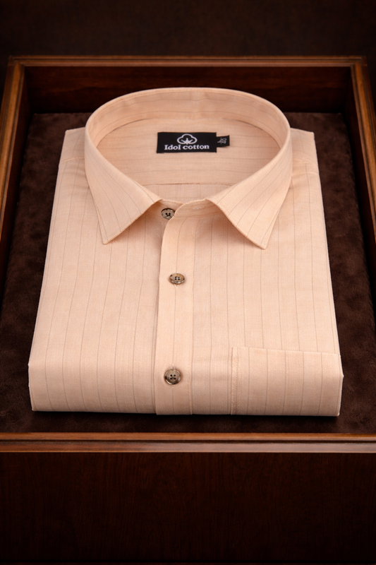 Bamboo Linen Strip Peach Color