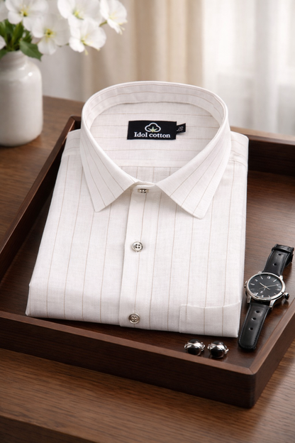 Bamboo Linen Strip White Color