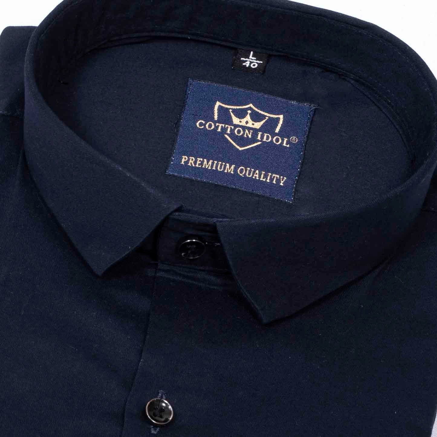 Premium Cotton Plain Navy Blue Shirt