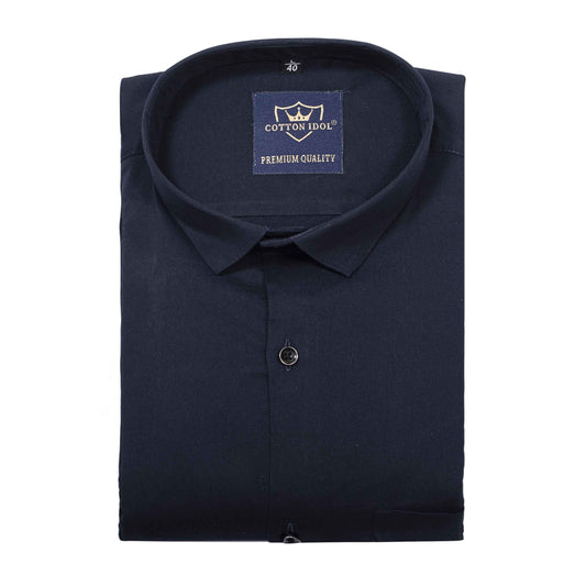 Premium Cotton Plain Navy Blue Shirt